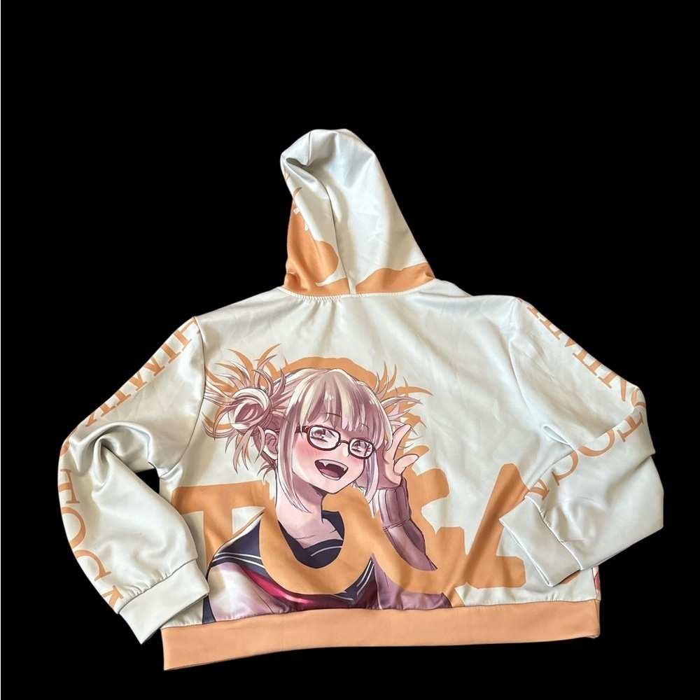 Anime Graphic Hoodie - Cream and Orange - Picture 6 of 6